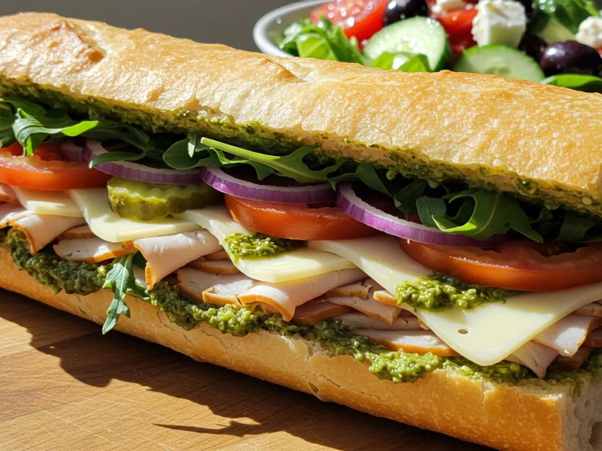 All Natural Turkey Sandwich with Mediterranean Salad All Natural Turkey Sandwich with Mediterranean Salad