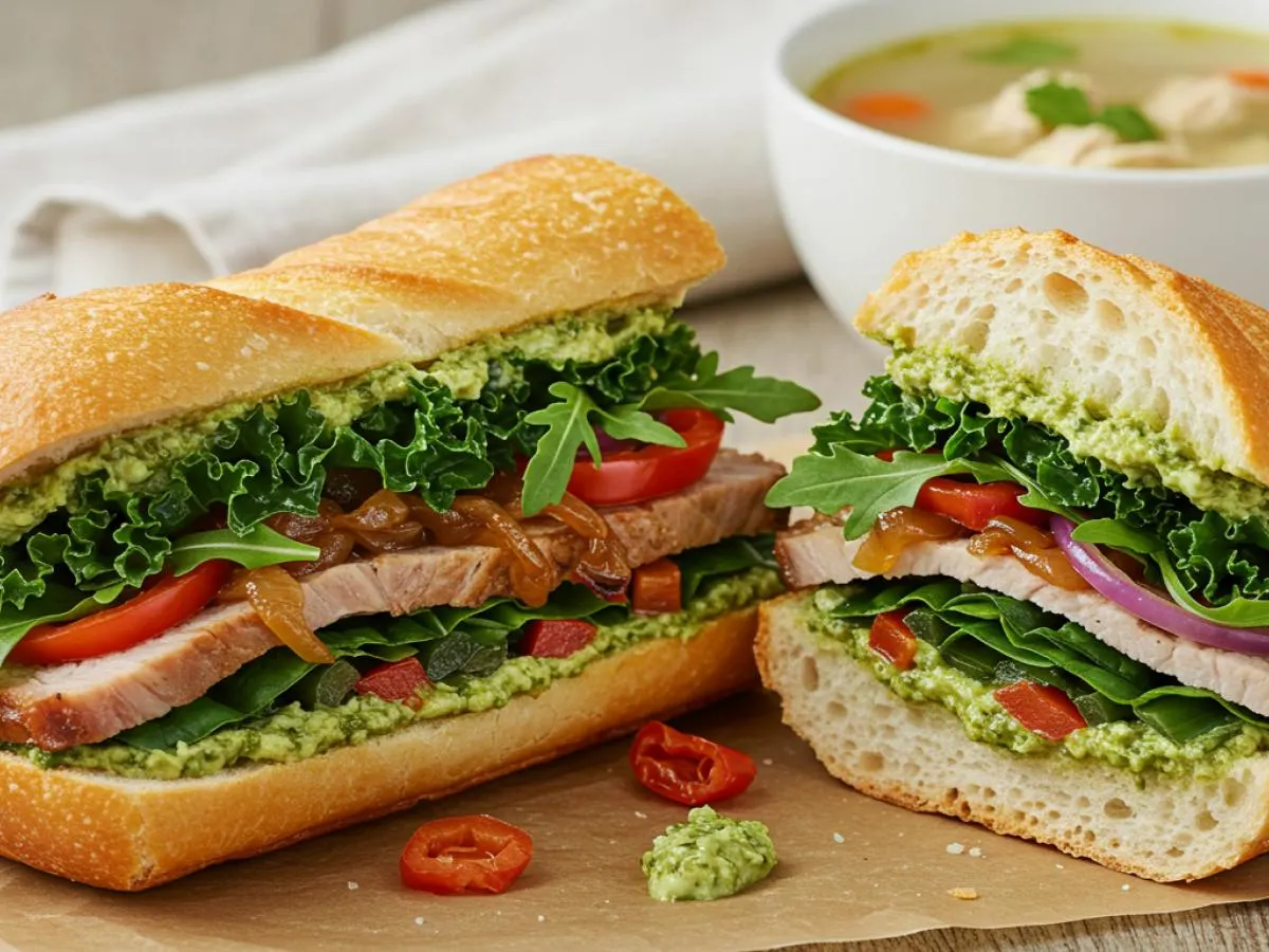 Slow Cooked Pork Sandwich with Chicken Soup Slow Cooked Pork Sandwich with Chicken Soup