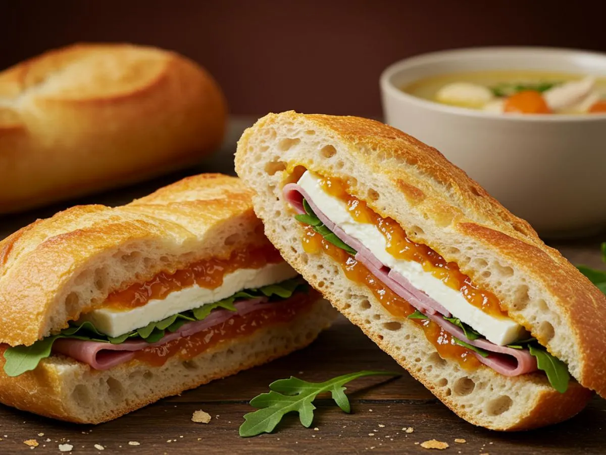 Honey Cured Ham Sandwich with Chicken Soup Honey Cured Ham Sandwich with Chicken Soup