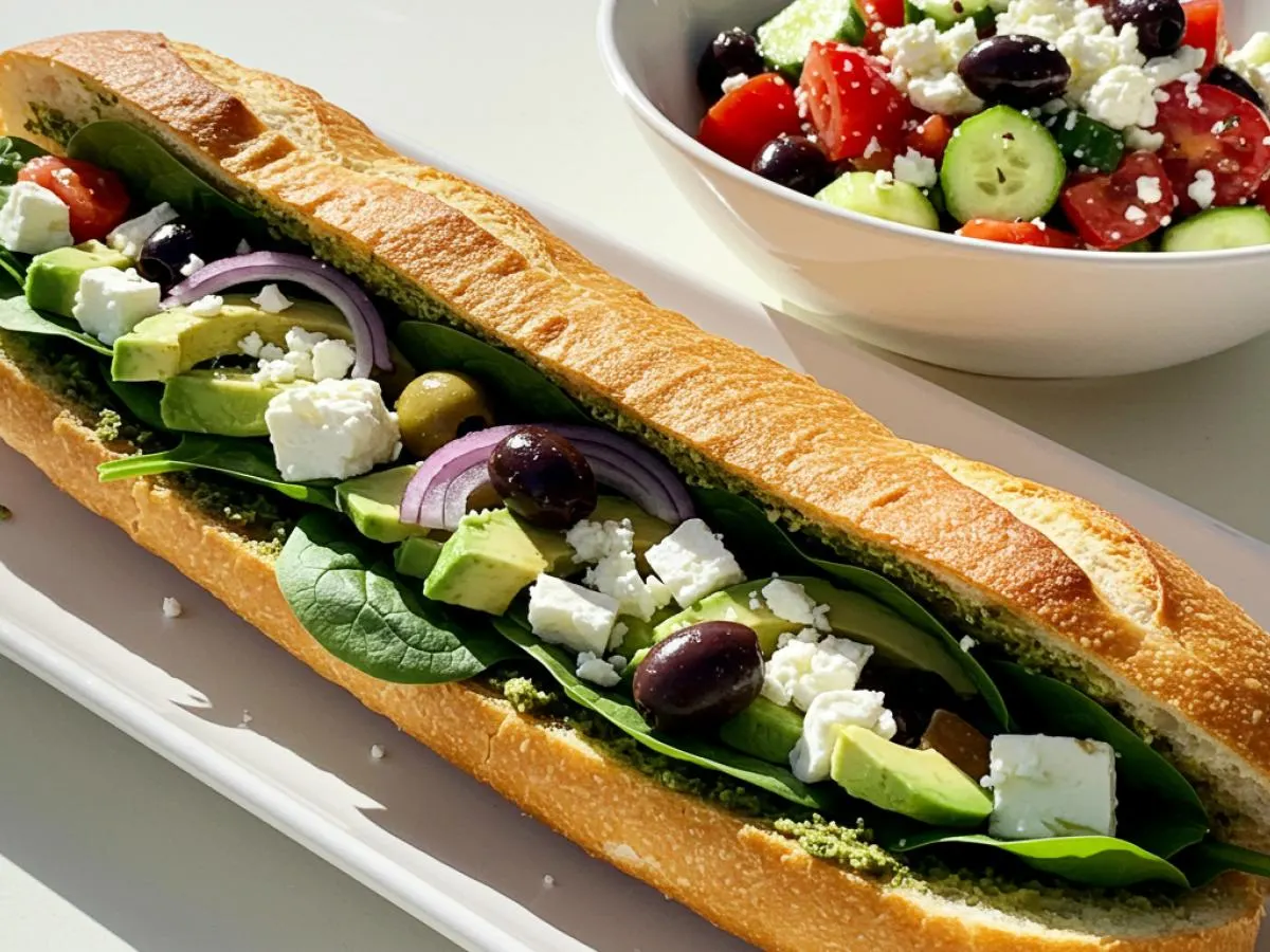 Vegan Mediterranean Avocado Sandwich with Mediterranean Salad Vegan Mediterranean Avocado Sandwich with Mediterranean Salad