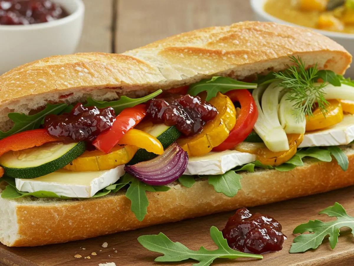 Vegan Roasted Vegetable Sandwich with Lentil Soup Vegan Roasted Vegetable Sandwich with Lentil Soup