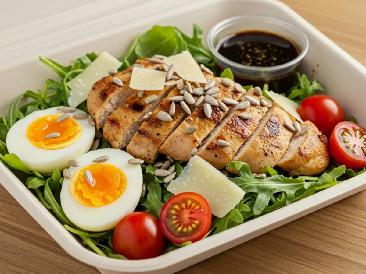 Eggplant Arugula Salad with Chicken Boxed Meal Eggplant Arugula Salad with Chicken Boxed Meal