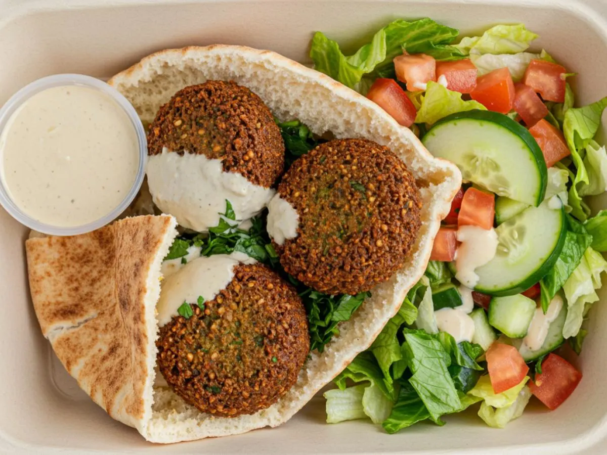 Falafel Wrap and salad Falafel Wrap and salad