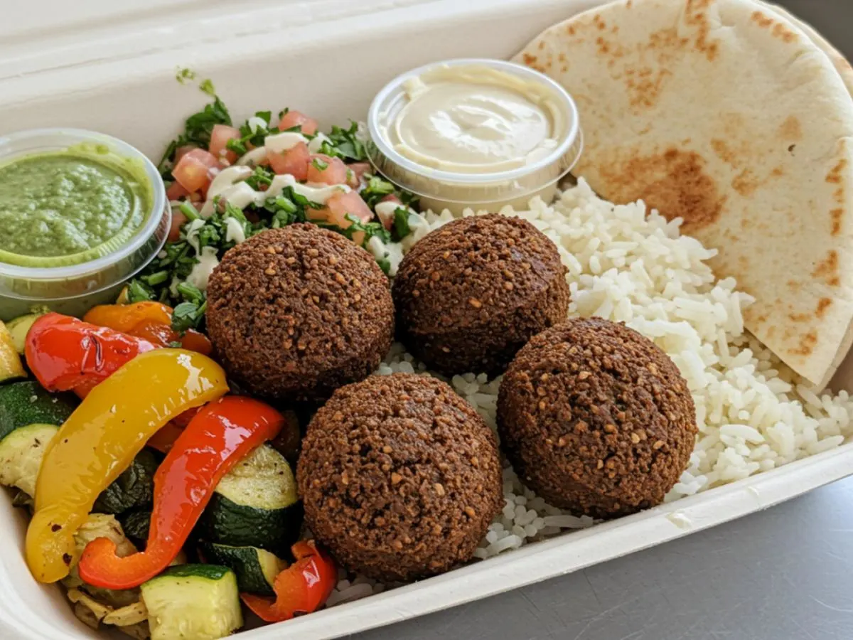 Falafel Platter with Pita Bread Falafel Platter with Pita Bread