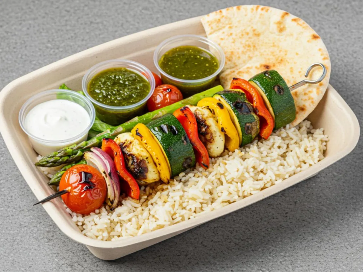 Vegetarian Kabob Platter with Pita Bread Vegetarian Kabob Platter with Pita Bread