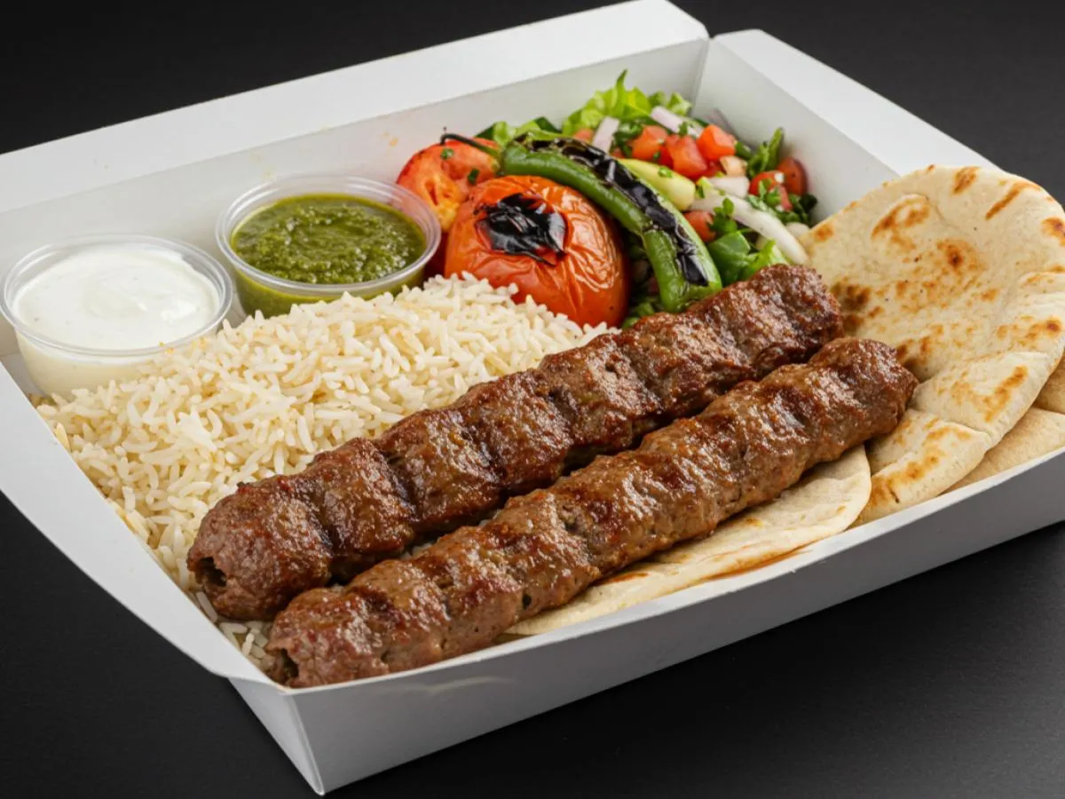 Lamb Kabob Platter with Pita Bread Lamb Kabob Platter with Pita Bread