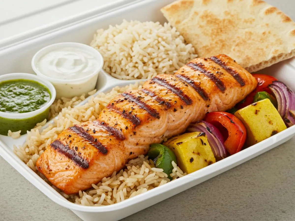 Salmon Platter with Pita Bread Salmon Platter with Pita Bread