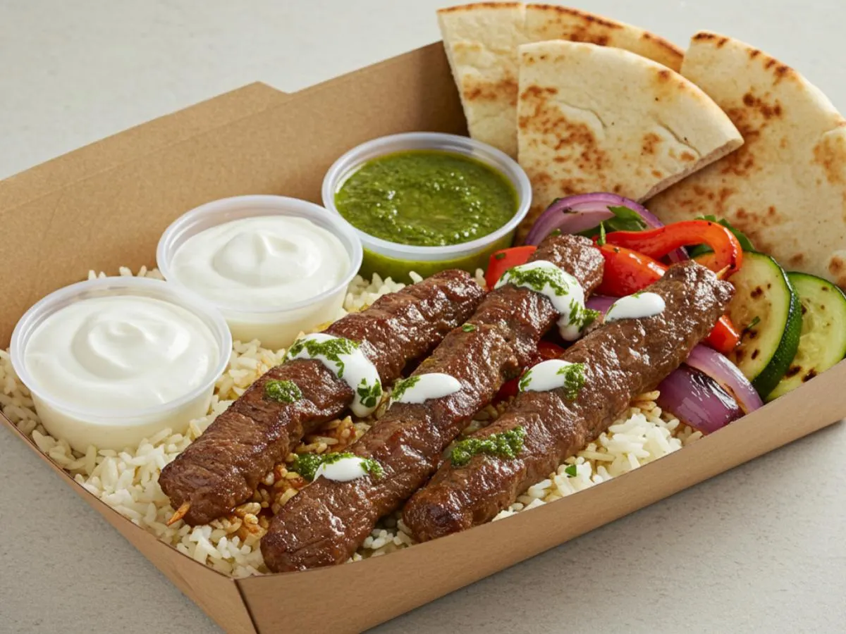 Beef Kabob Platter with Pita Bread Beef Kabob Platter with Pita Bread