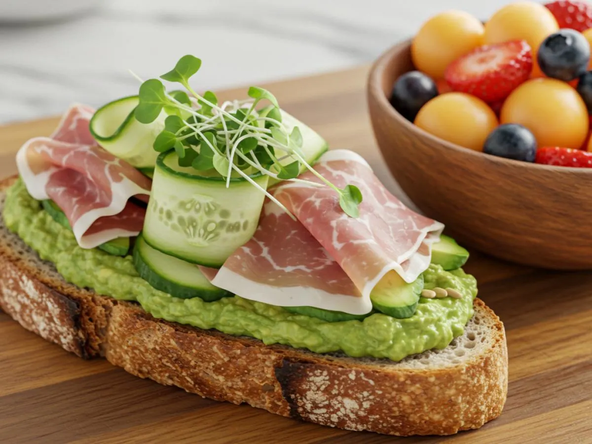 Prosciutto Toasty with Side Fruit Salad