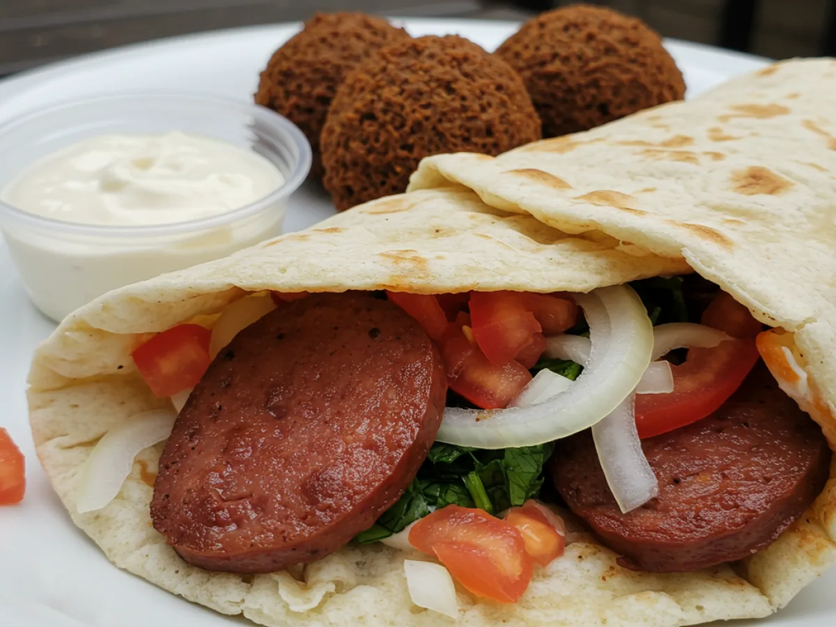 Beef & Lamb Sujuk Wrap With Side of Falafel