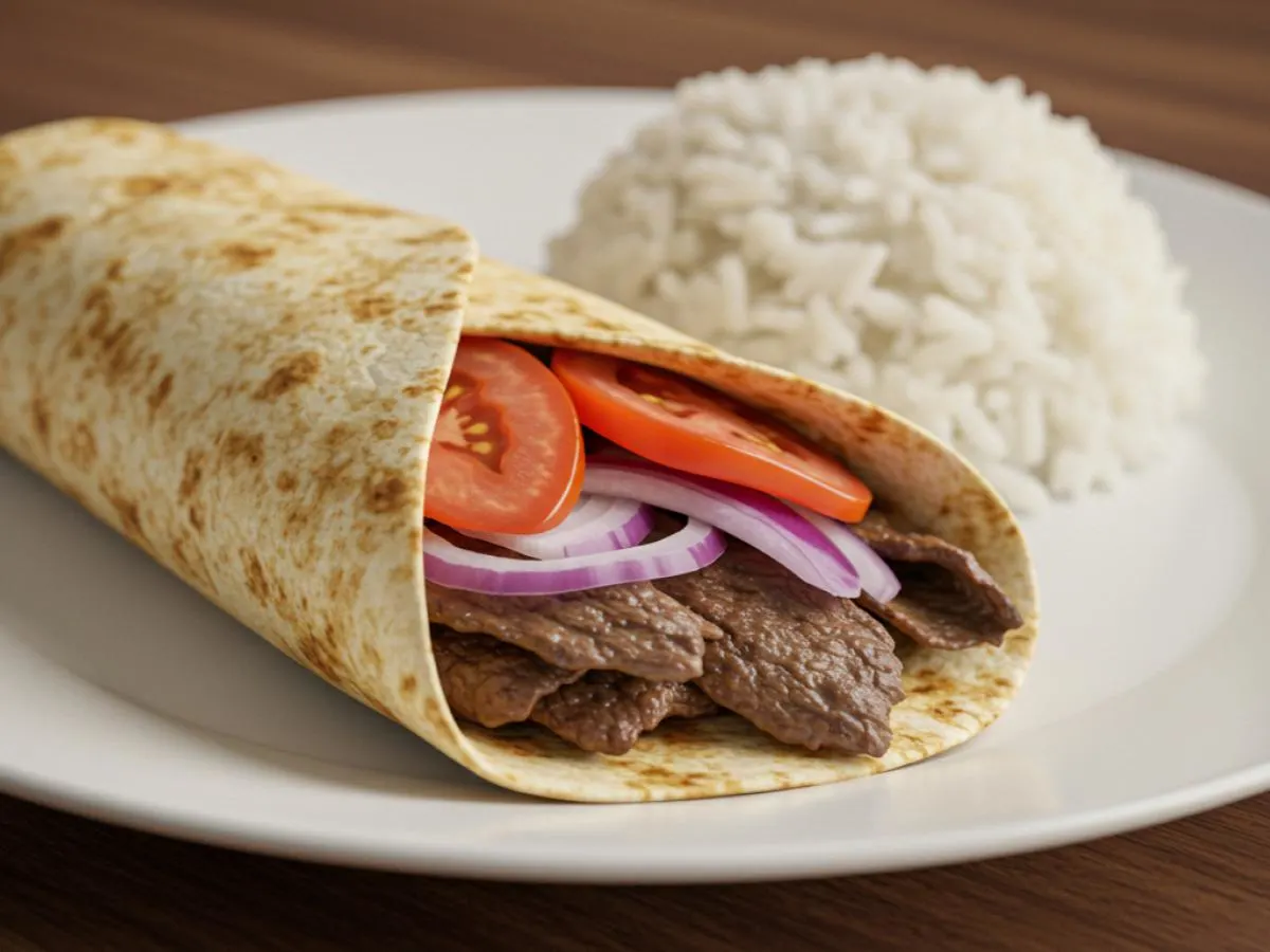 Beef Shawarma Wrap With Side of Rice