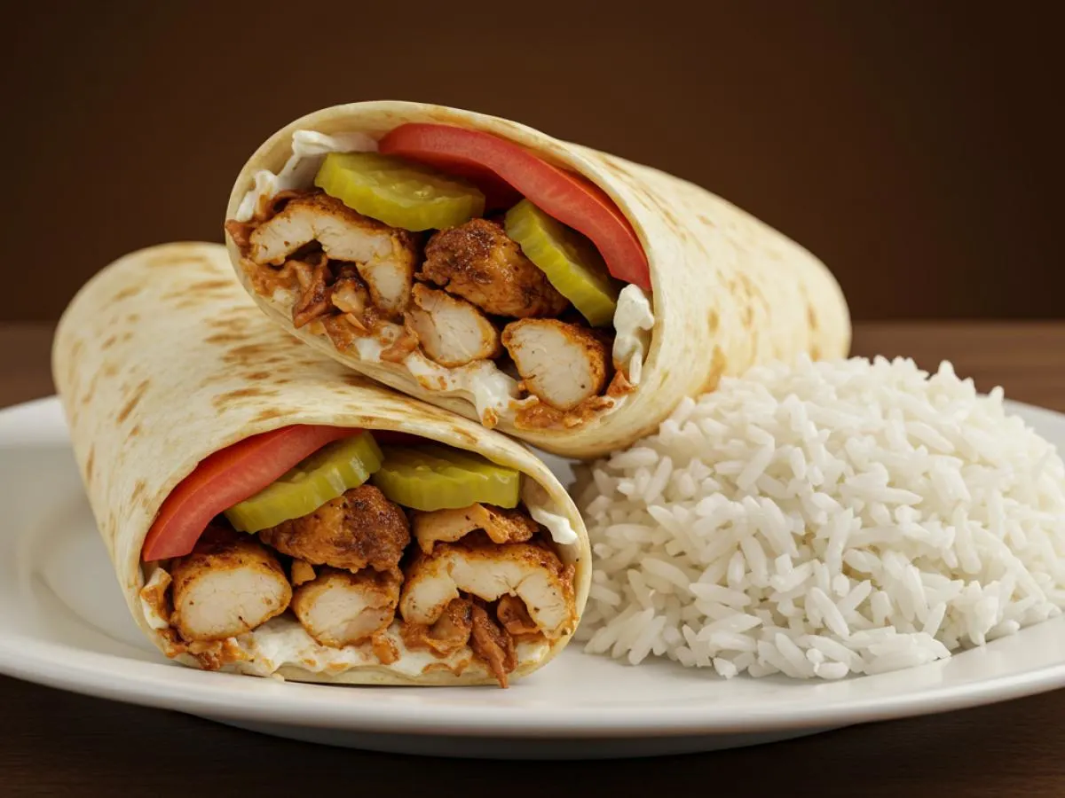 Chicken Shawarma Wrap With Side of Rice