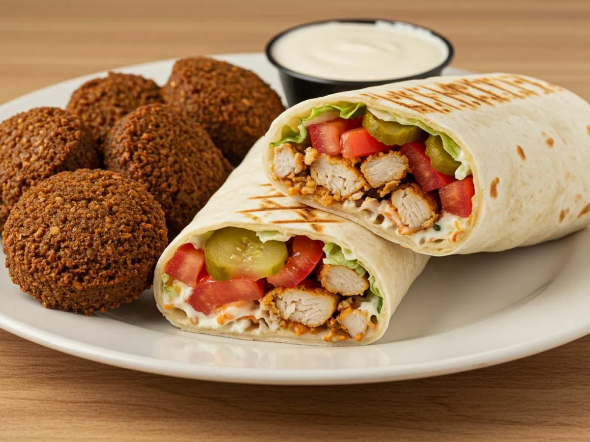 Chicken Shawarma Wrap With Side of Falafel