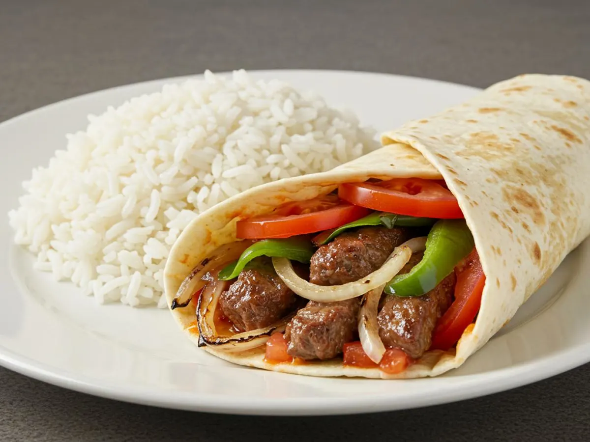 Shish Kabob Wrap With Side of Rice