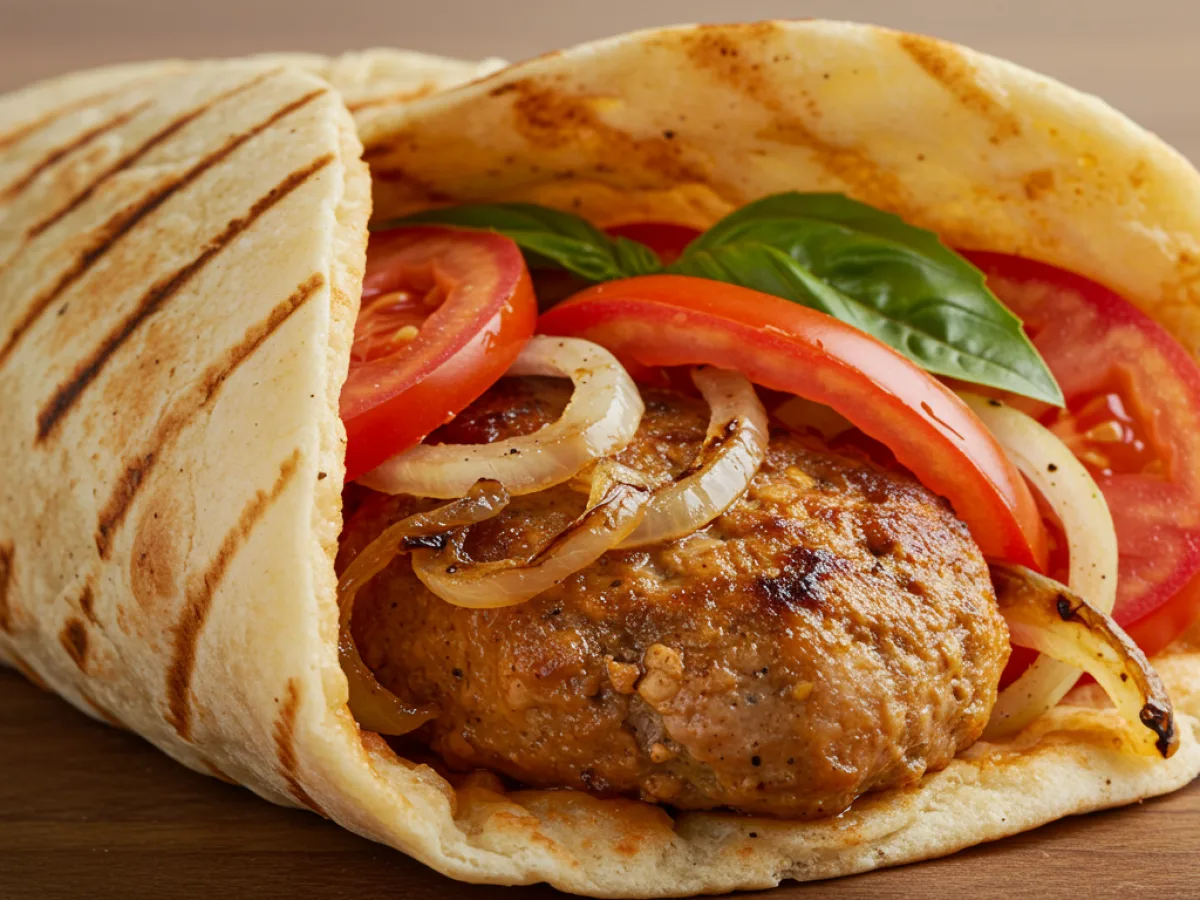 Chicken Kifta Kebab Tomato Basil Wrap