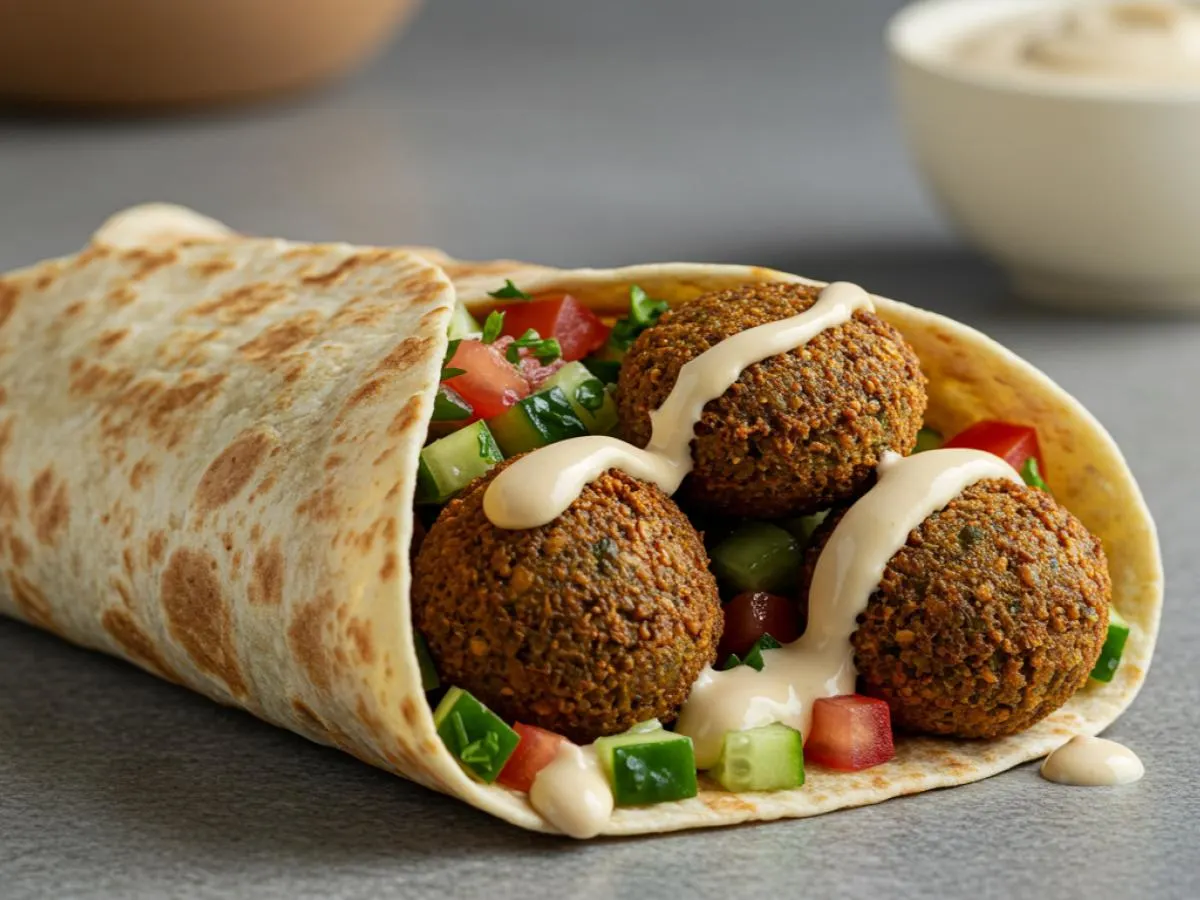 Vegetarian Falafel Tomato Basil Wrap