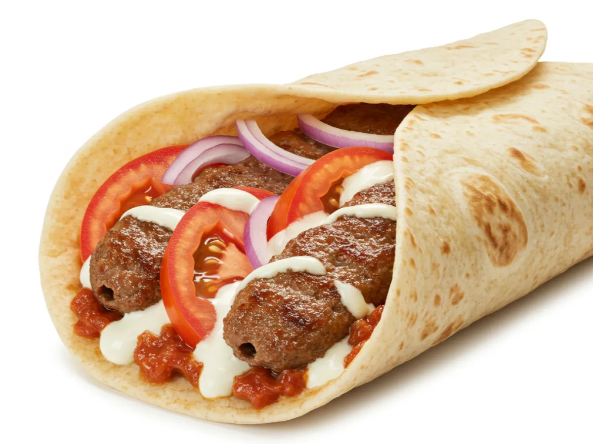 Kifta Kabob Wrap on White