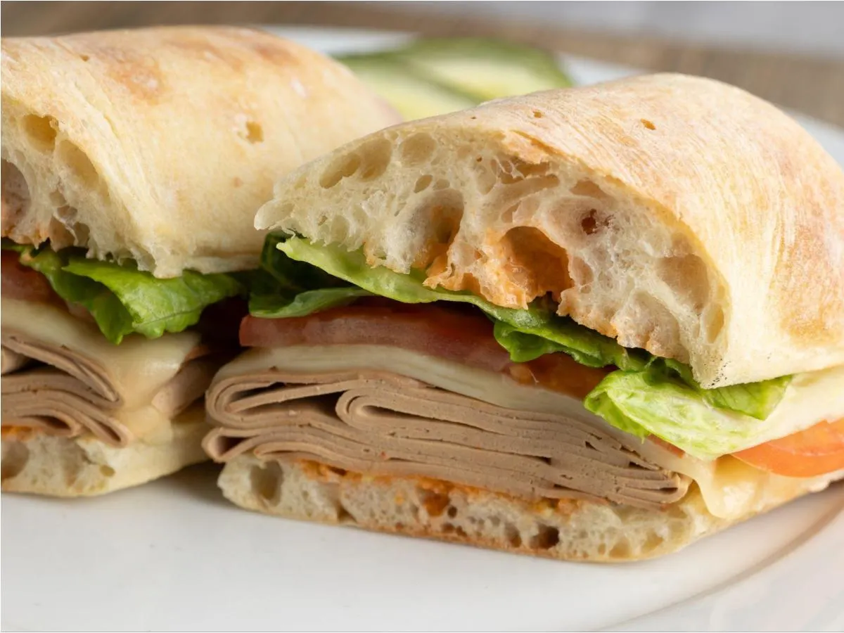 Vegan Smoked Turkey with DF Swiss Cheese Vegan Smoked Turkey with DF Swiss Cheese