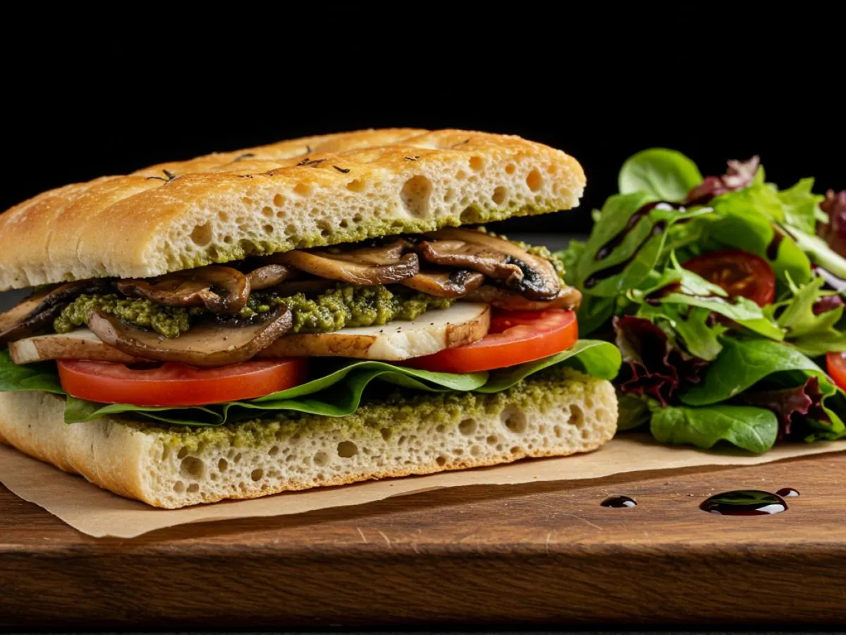Mushroom Pesto Focaccia Meal