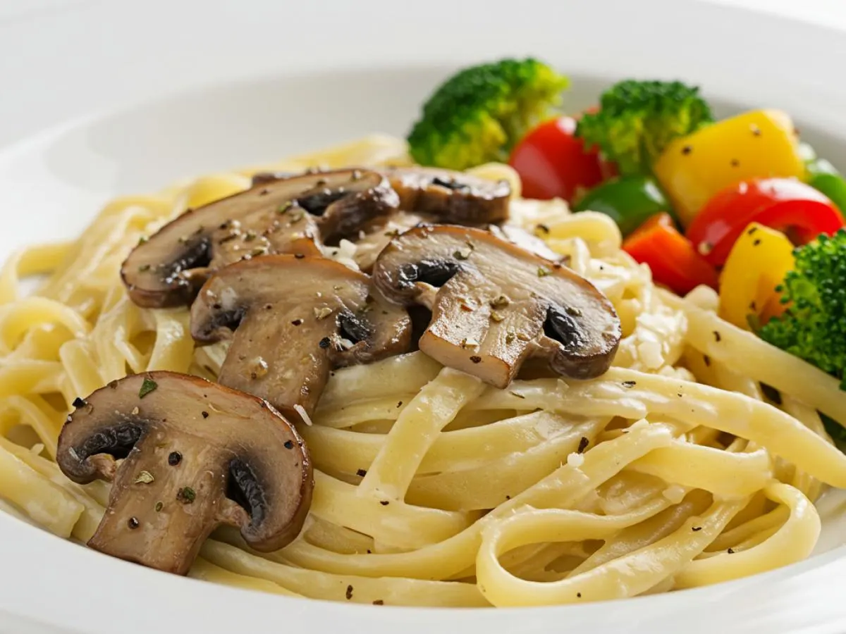 Mushroom Fettuccine Alfredo Meal