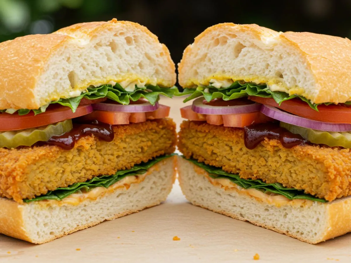 Vegan Fried Chick Veggie Sandwich