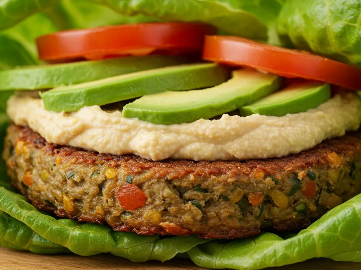 LaLe Vegan Burger on a Lettuce Wrap LaLe Vegan Burger on a Lettuce Wrap