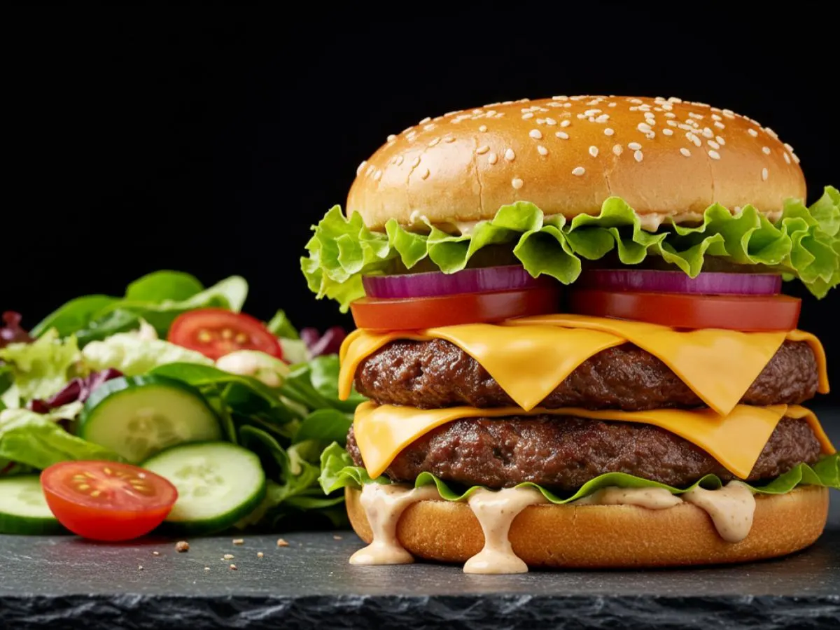 Double Cheeseburger with Salad (Gluten Free) Double Cheeseburger with Salad (Gluten Free)