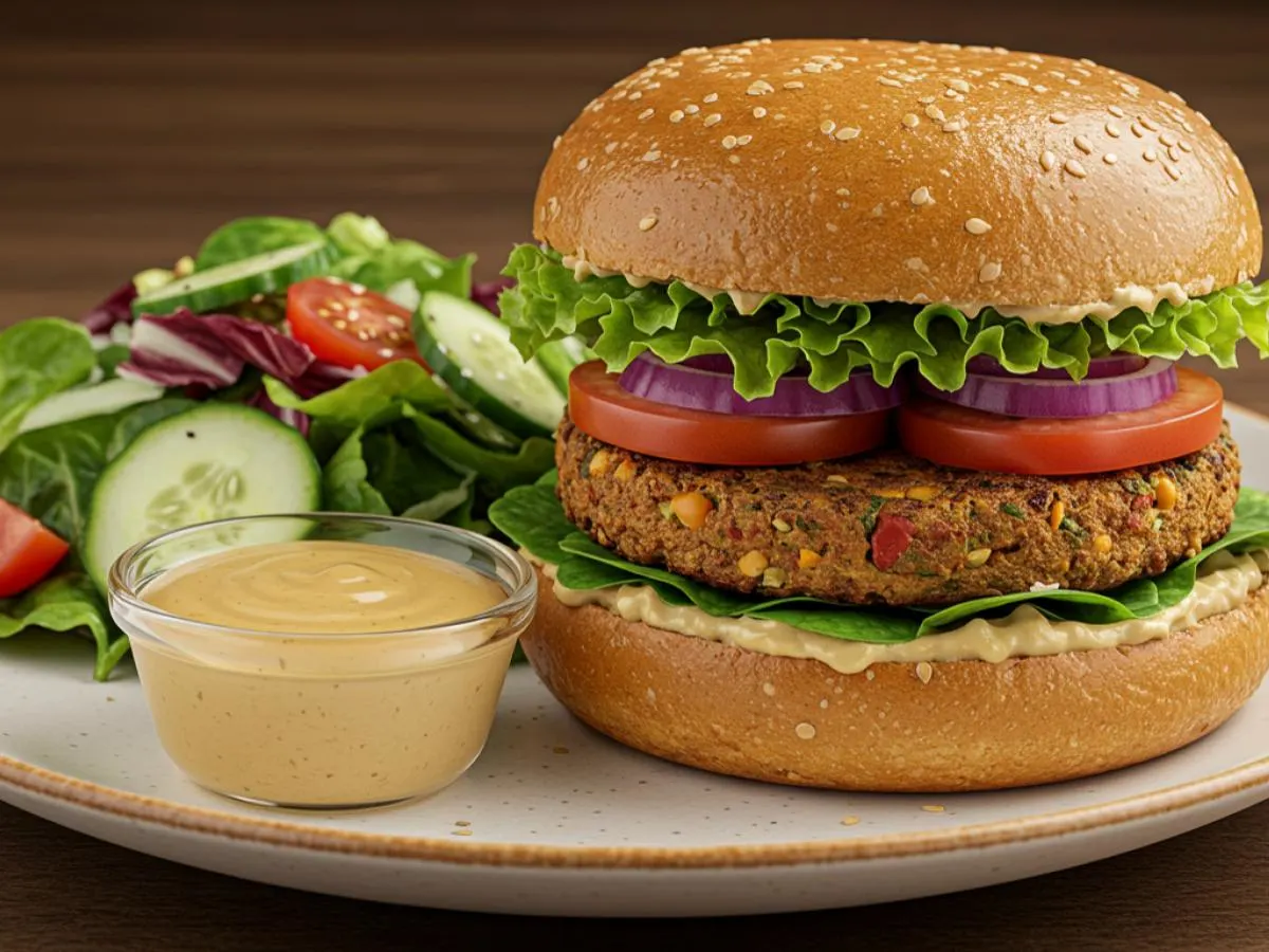 Vegan Burger with Salad (Gluten Free) Vegan Burger with Salad (Gluten Free)