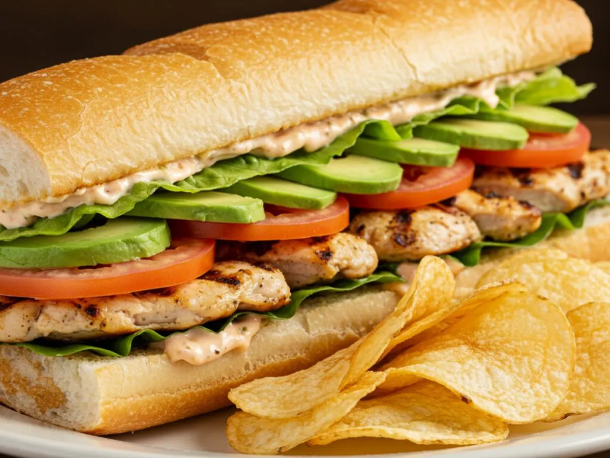 Chicken and Avocado Sandwich with Chips Chicken and Avocado Sandwich with Chips
