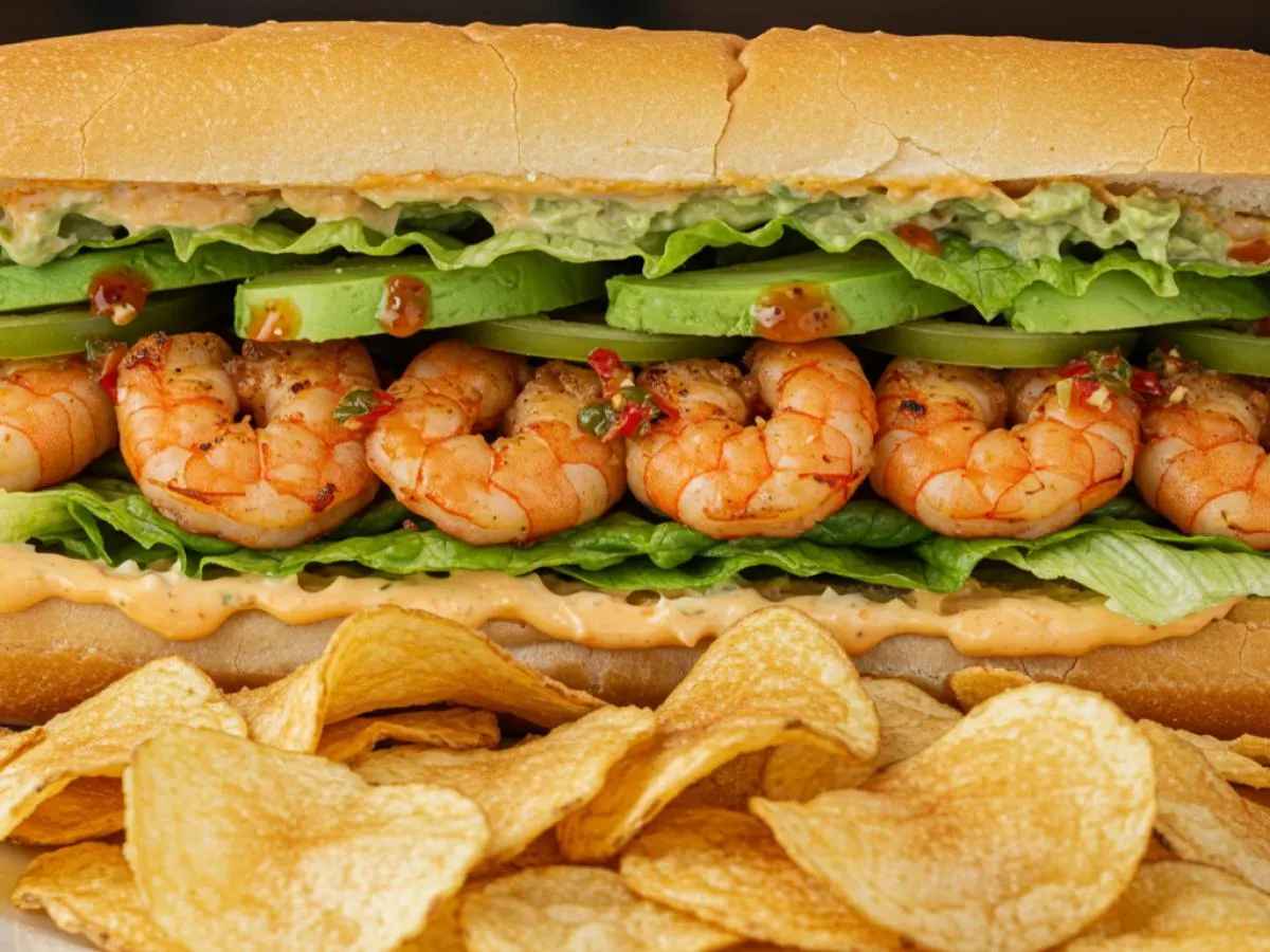 Spicy Shrimp Sandwich with Chips Spicy Shrimp Sandwich with Chips