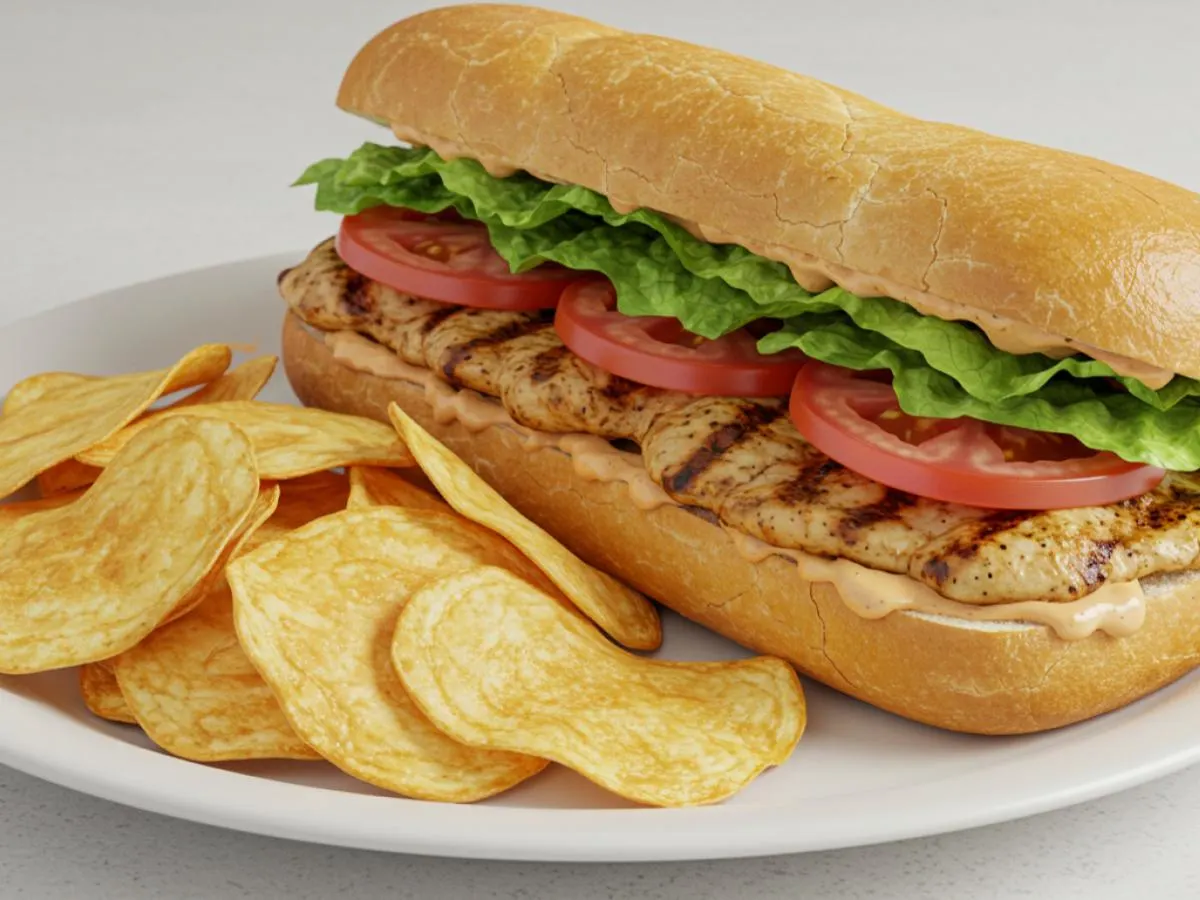 Chicken Sandwich with Chips Chicken Sandwich with Chips