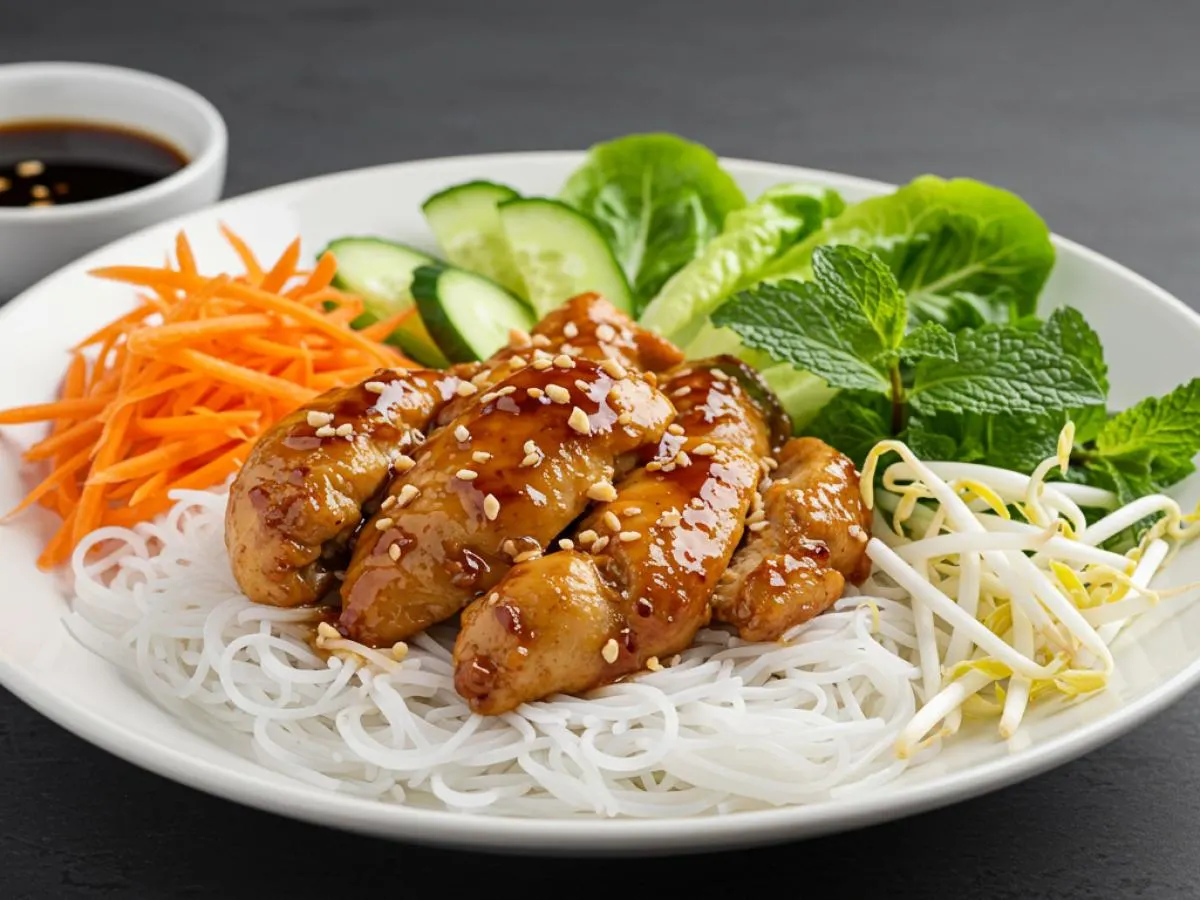 Vietnamese GF Chicken with Rice Noodles & Assorted Veggies (Fish Shellfish Free) Vietnamese GF Chicken with Rice Noodles & Assorted Veggies (Fish Shellfish Free)