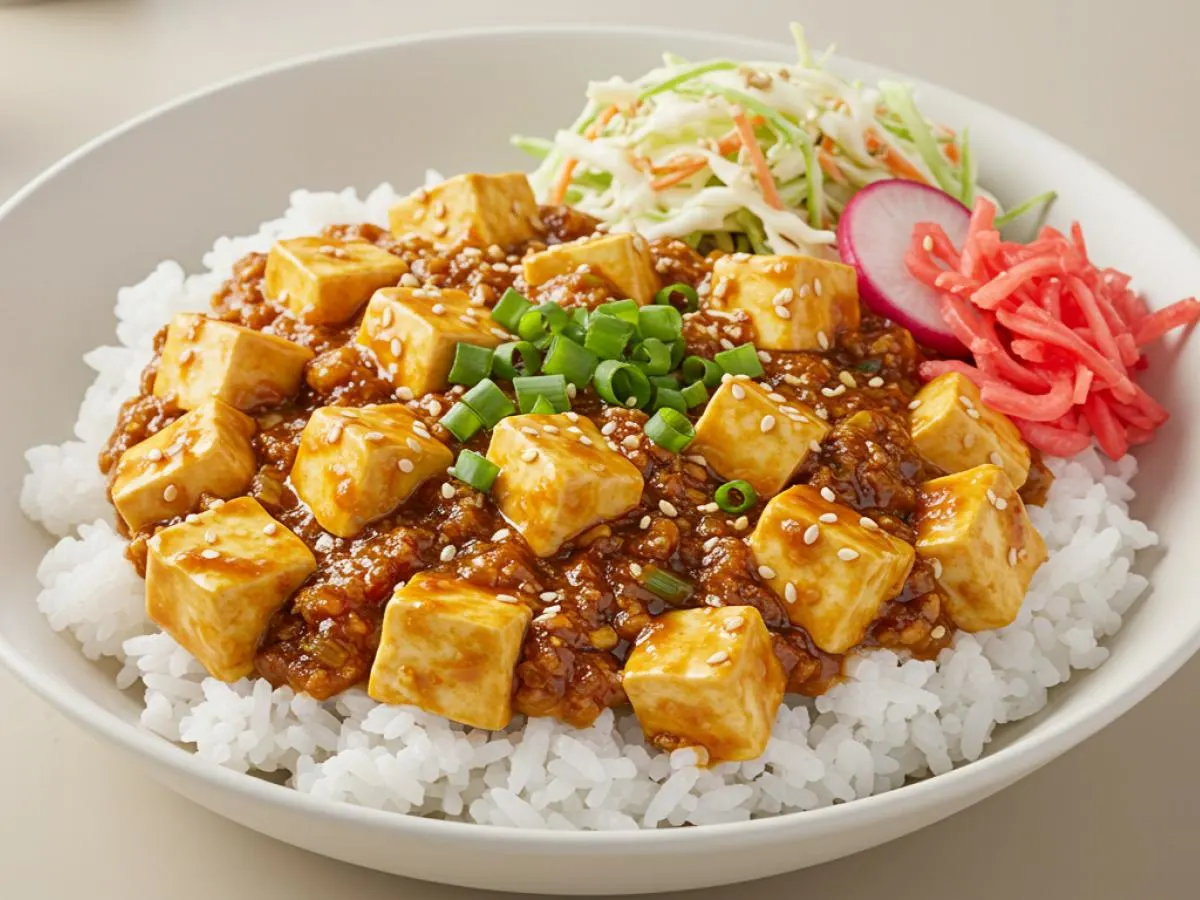 Spicy Mapo Tofu Donburi Rice Bowl