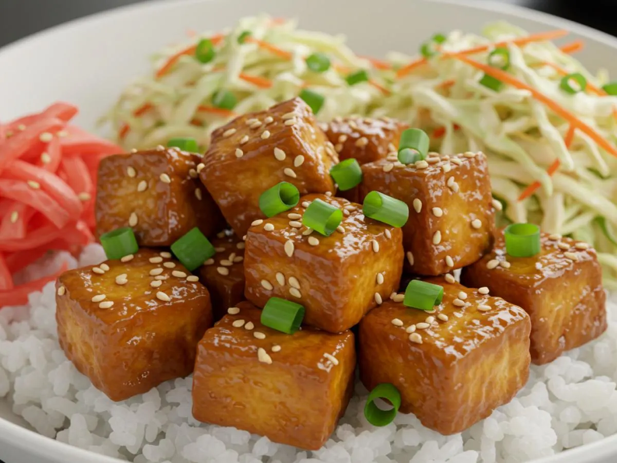 Crispy Teriyaki Tofu Donburi Rice Bowl (V, DF)