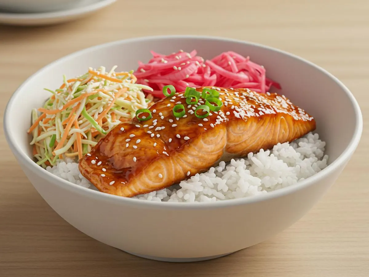 Teriyaki Salmon Donburi Rice Bowl (GF, DF)