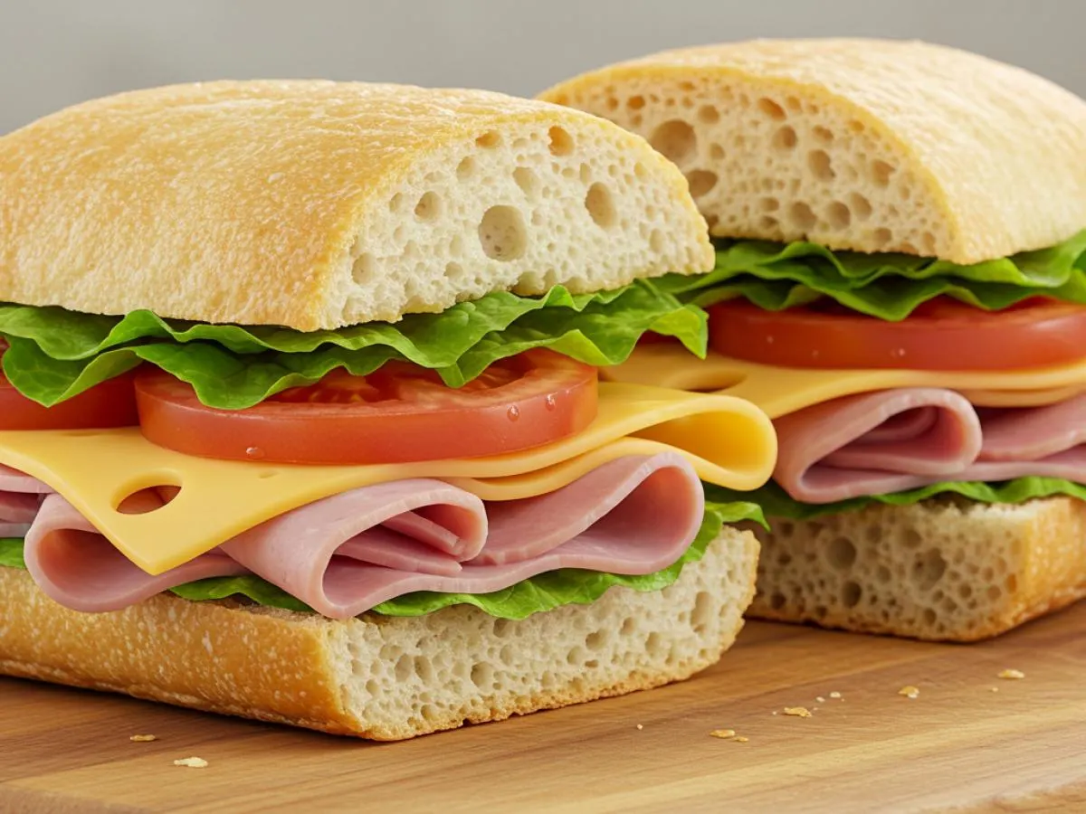 Ham and American Cheese on Ciabatta Ham and American Cheese on Ciabatta