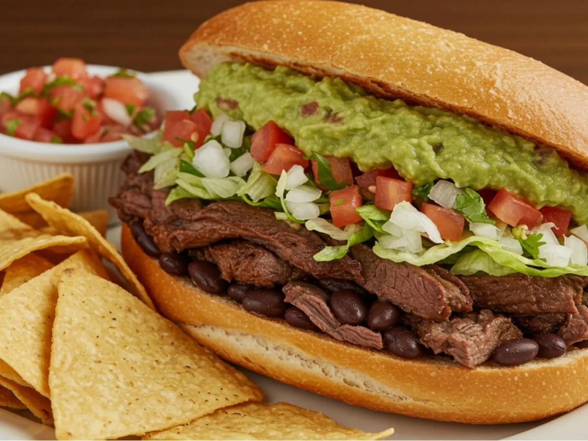 Carne Asada Torta with Black Beans and Guacamole Carne Asada Torta with Black Beans and Guacamole