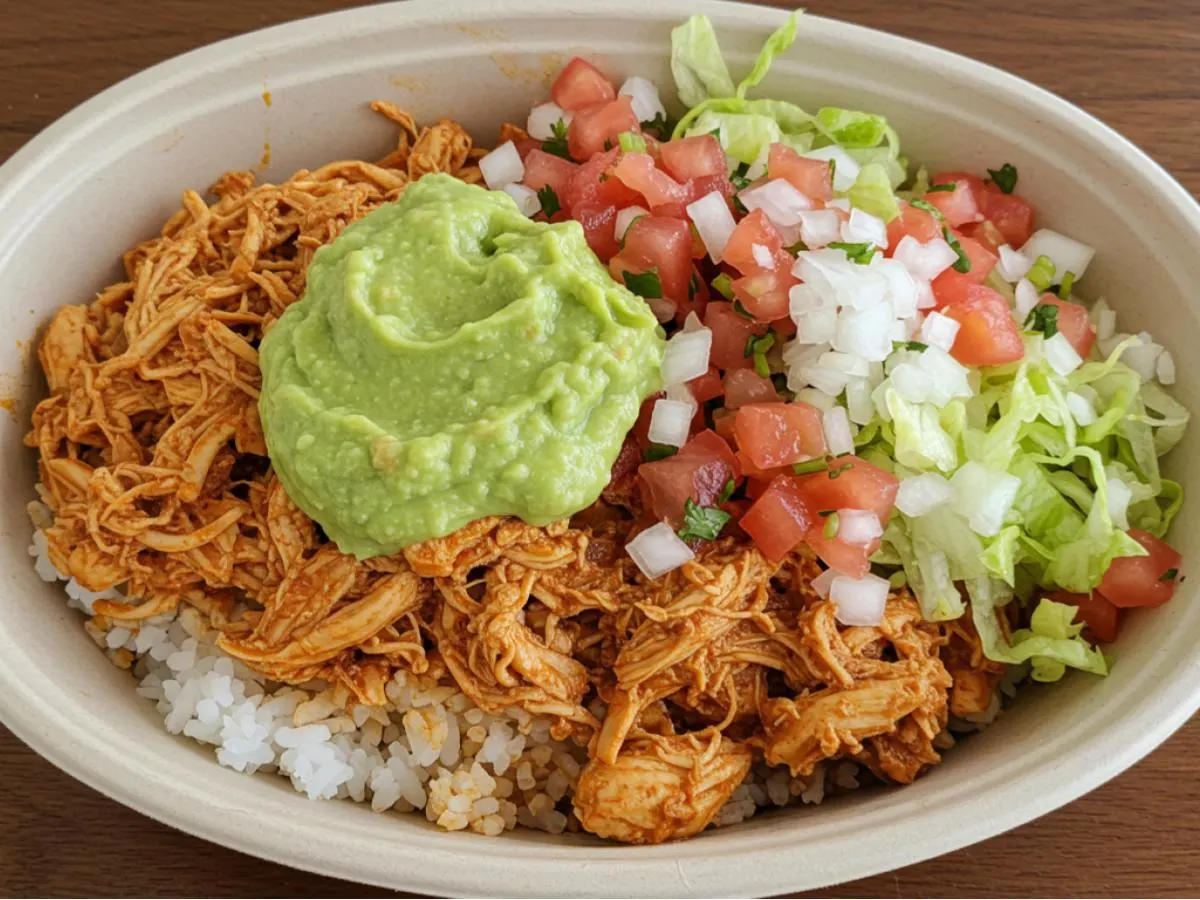 Chicken Tinga Torta Bowl with Guacamole Chicken Tinga Torta Bowl with Guacamole