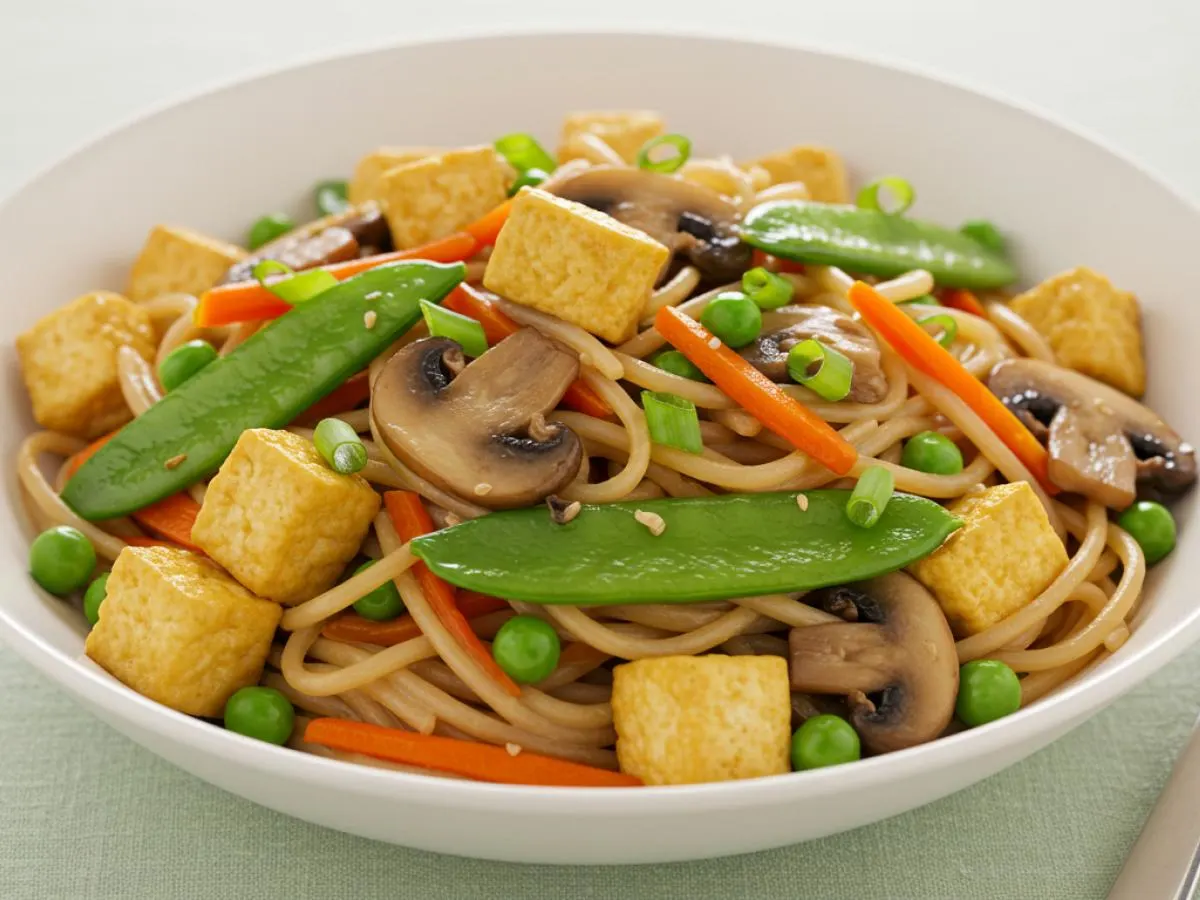 Vegetarian Golden Noodles with Tofu Vegetarian Golden Noodles with Tofu