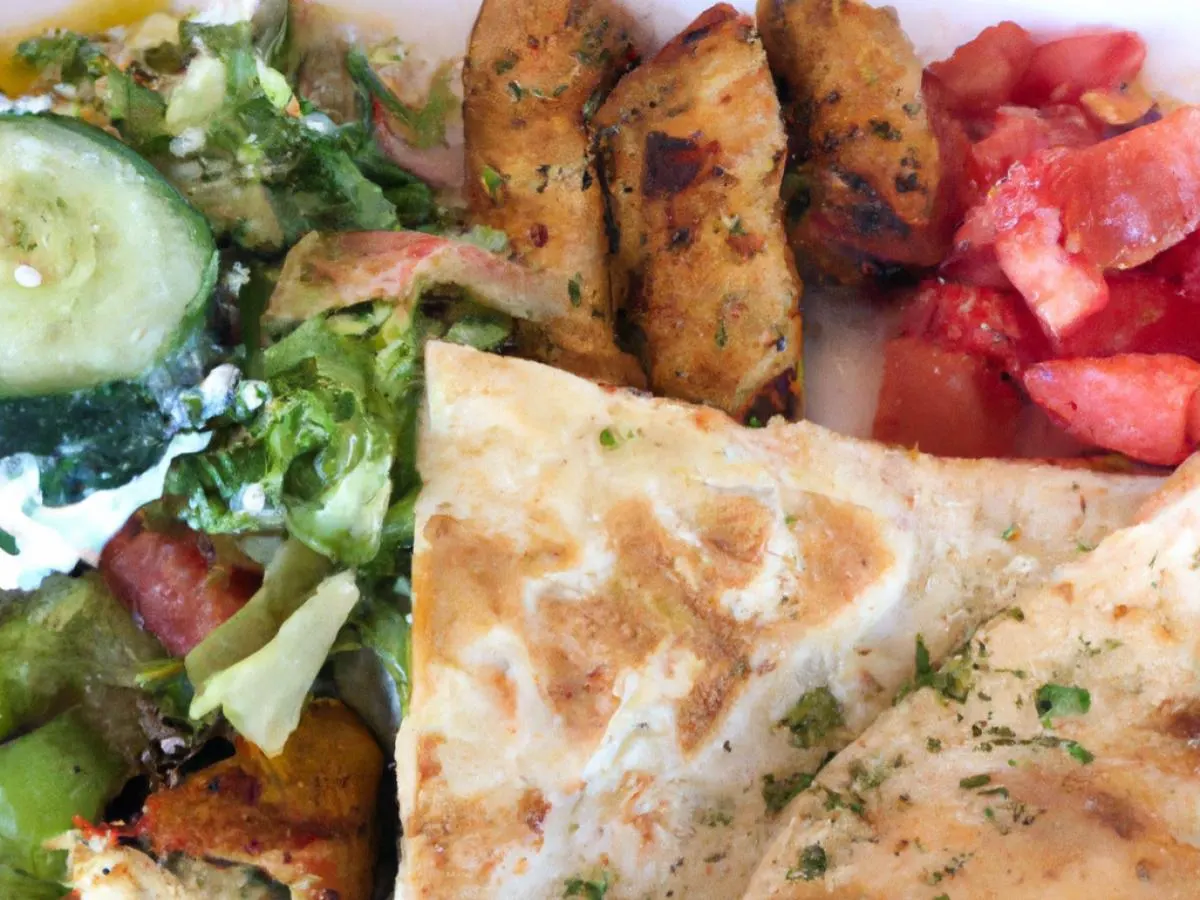 Chicken Shawarma with Mediterranean Salad and Baklava Chicken Shawarma with Mediterranean Salad and Baklava