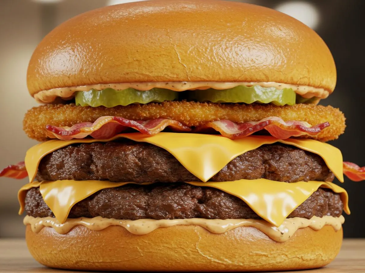 Dominican Smashburger [Double Patty with Grilled Onions, Bacon, and Fried Cheese]