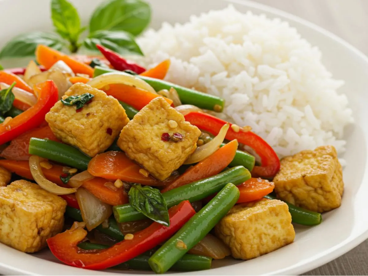 Spicy Basil Sauce Stir Fry with Tofu Spicy Basil Sauce Stir Fry with Tofu