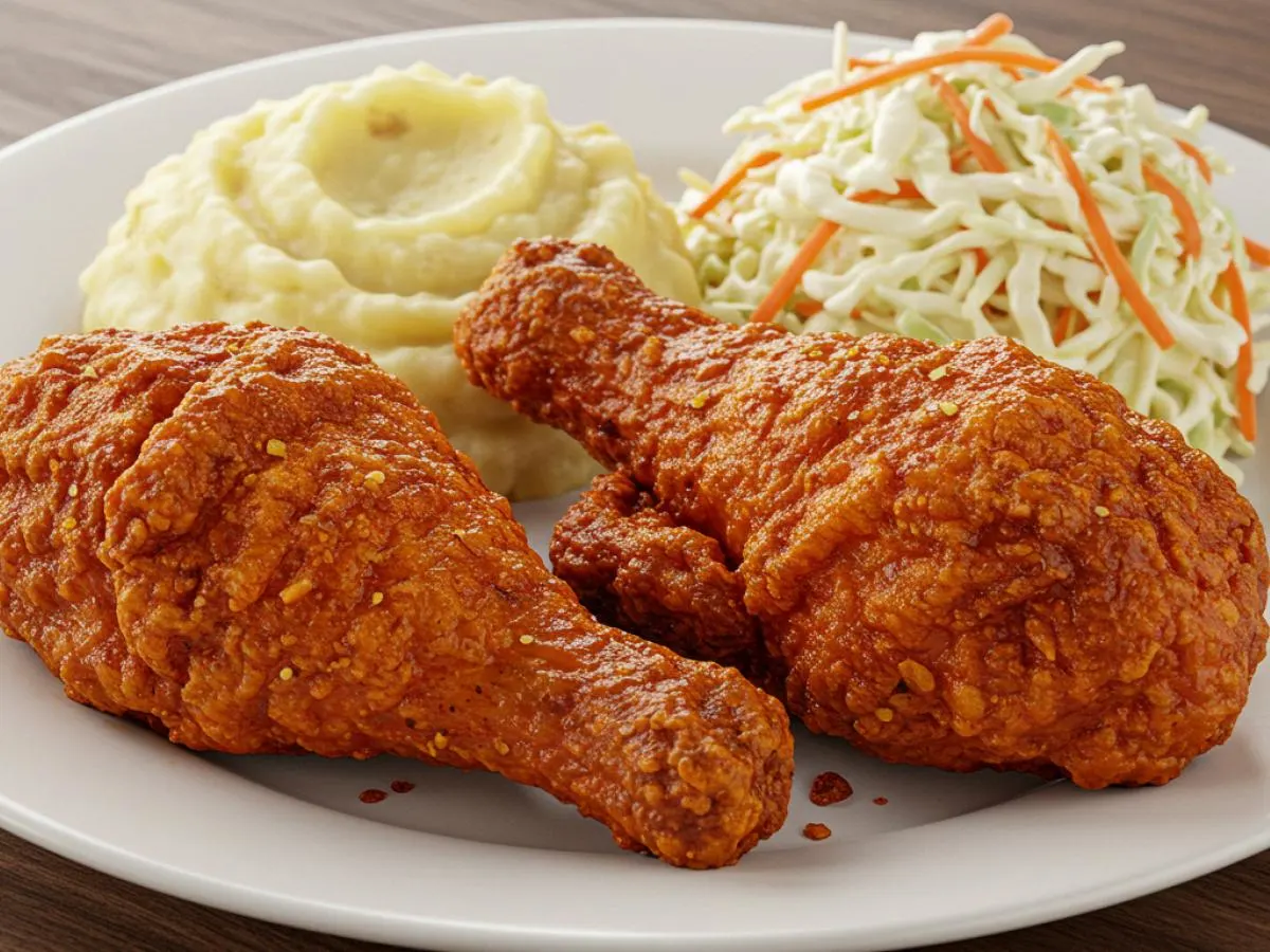 Spicy Fried Chicken with Coleslaw and Mashed Potatoes Spicy Fried Chicken with Coleslaw and Mashed Potatoes