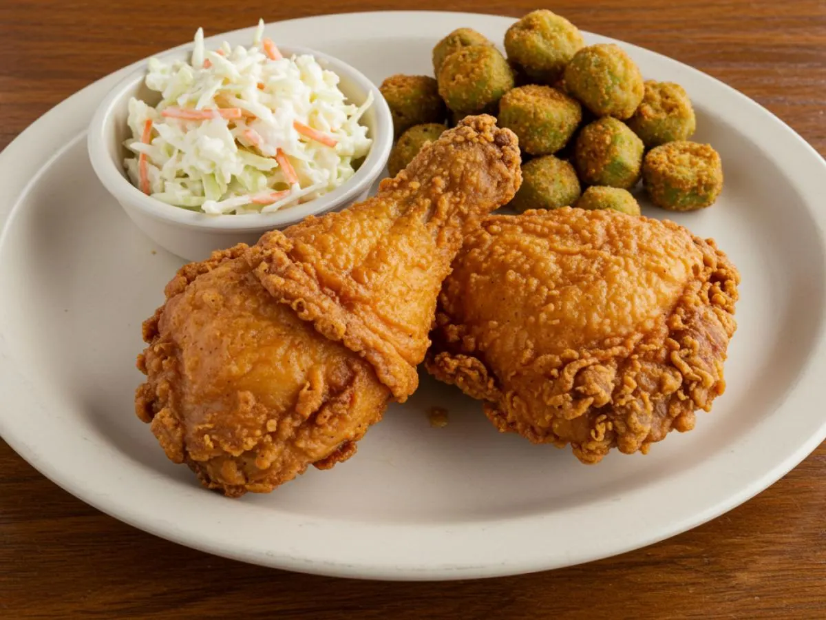 Original Fried Chicken with Coleslaw and Fried Okra Original Fried Chicken with Coleslaw and Fried Okra