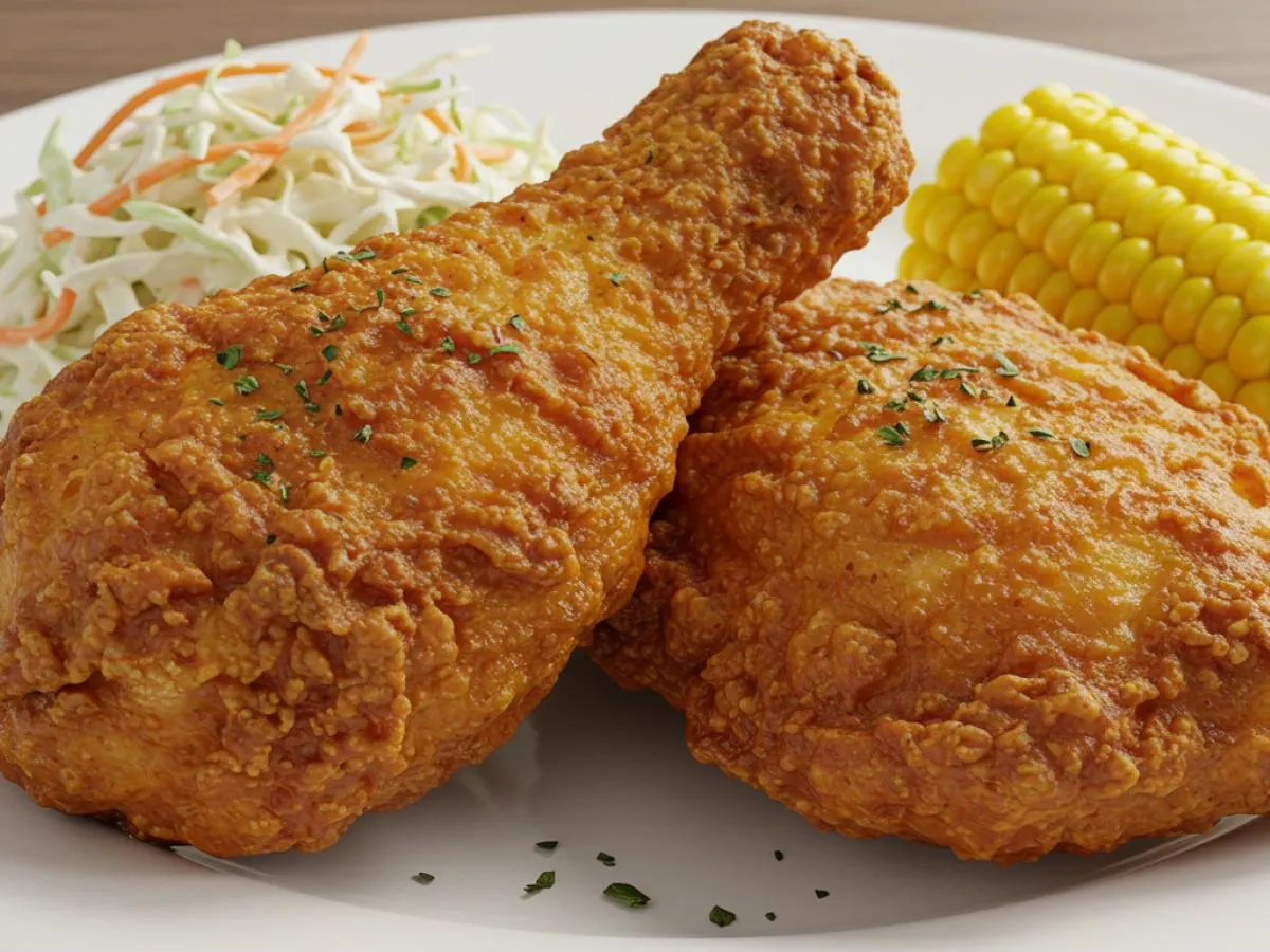 Original Fried Chicken with Coleslaw and Corn Original Fried Chicken with Coleslaw and Corn