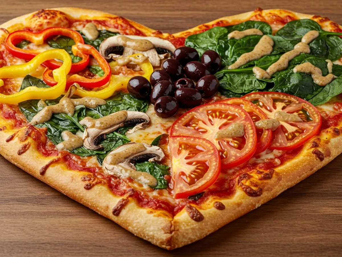 Heart-Shaped Individual Veronica Vegan Pizza Pie Heart-Shaped Individual Veronica Vegan Pizza Pie