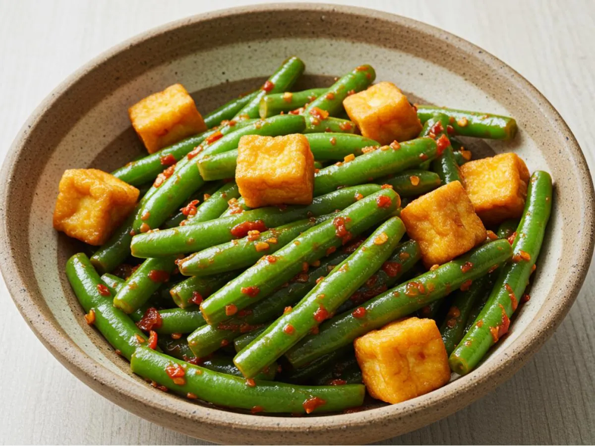 Spicy String Beans with Fried Tofu Spicy String Beans with Fried Tofu