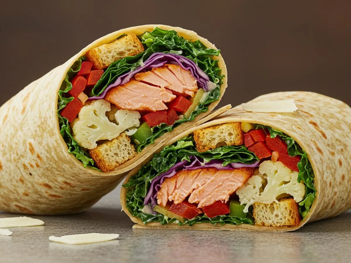 Tuscan Kale with Grilled Salmon Wrap Tuscan Kale with Grilled Salmon Wrap