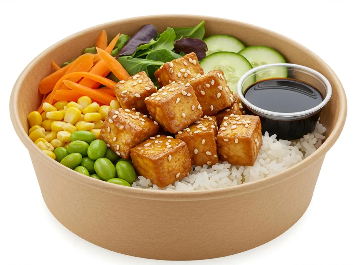 Vegan Marinated Tofu Rice Bowl with Mushroom Soy Sauce Vegan Marinated Tofu Rice Bowl with Mushroom Soy Sauce