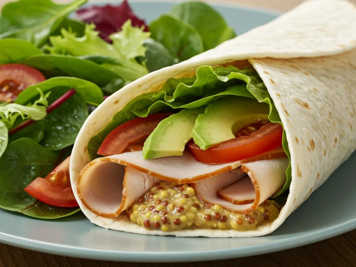 Turkey Avocado Wrap with Mixed Greens Turkey Avocado Wrap with Mixed Greens